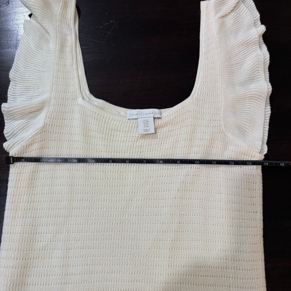 House of Harlow 1960 Ivory Pointelle Knit Midi Dress Size M Boho Quiet Luxury - Picture 7 of 7